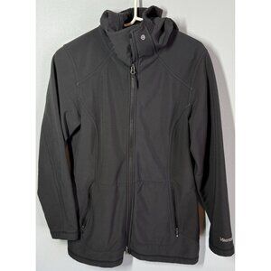 Marmot Women Soft Shell Jacket Fleece Lined Black Medium Hooded Full Zip Pockets